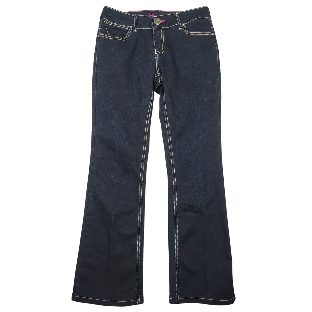 Wrangler Bootcut Jeans Womens 5/6 Dark Wash Pink Stitch Embroidered Denim